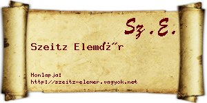 Szeitz Elemér névjegykártya